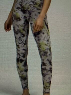 lululemon athletica Gray Tie-Dye Leggings with Yellow/Green Accents